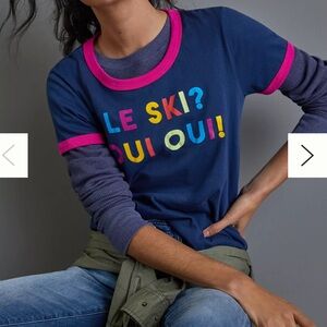 Anthropologie Sol Angeles “Le Ski? Oui Oui!” Graphic T-shirt